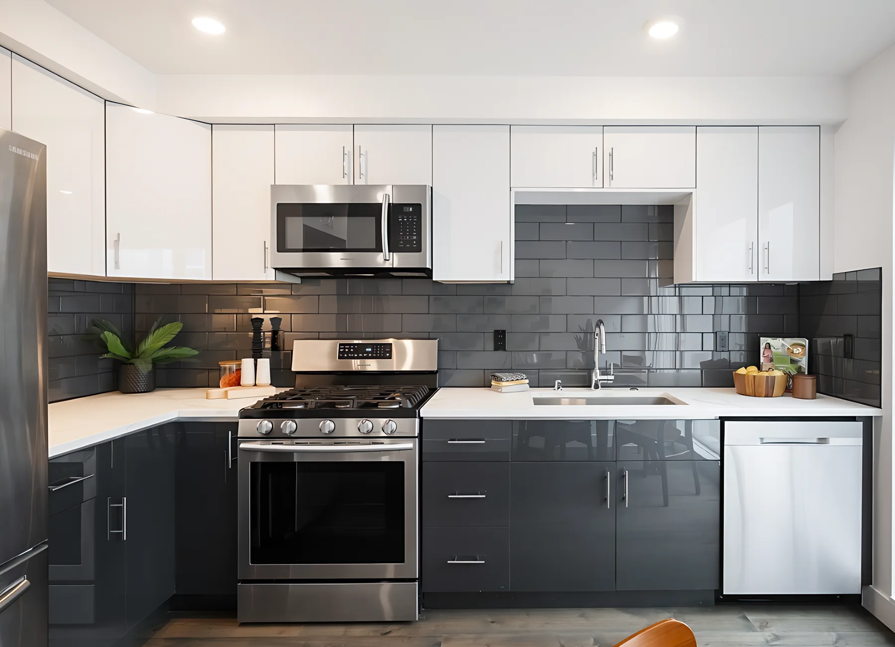 Metallic Grey + Glossy White Project completed interior