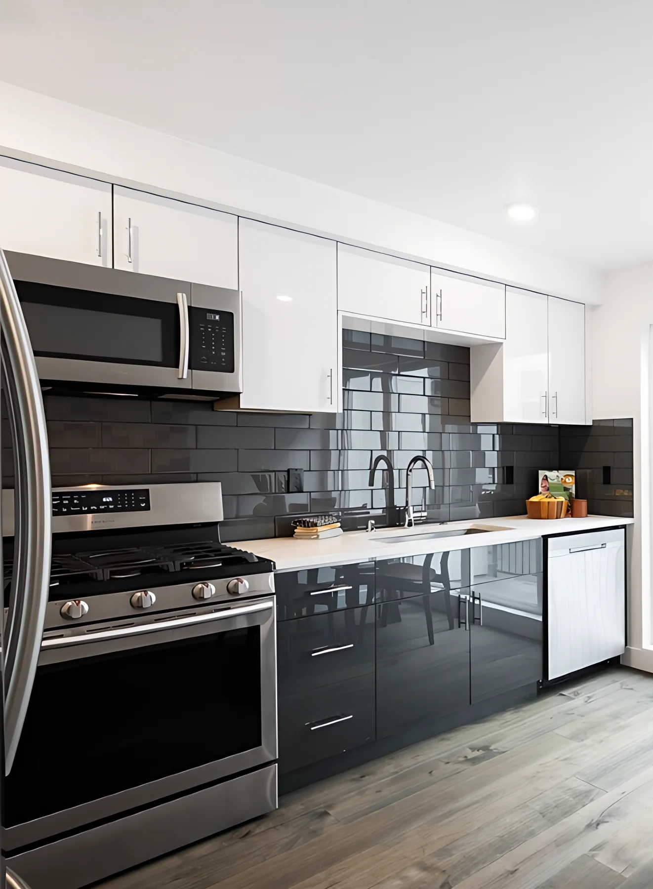 Glossy White + Metallic Grey Project completed interior