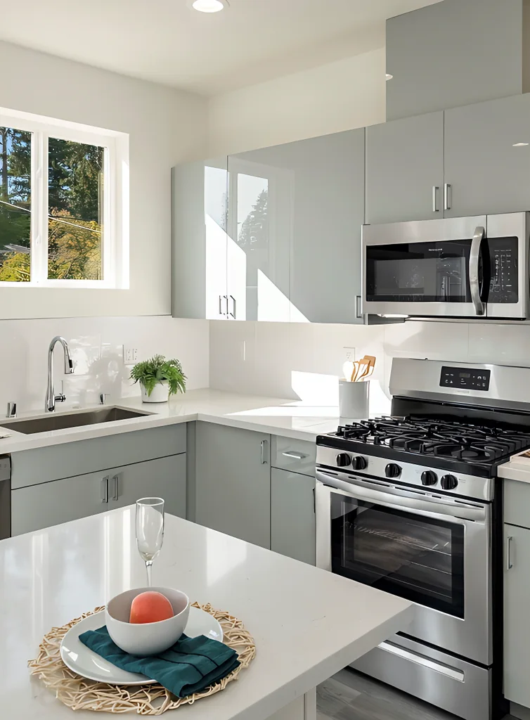 Metallic Grey + Glossy White Project completed interior