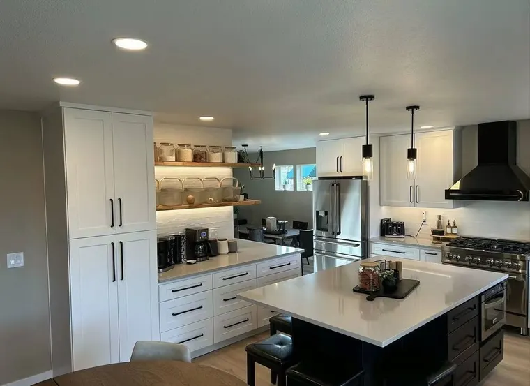 Completed kitchen or home project featuring White Shaker, Charcoal Shaker