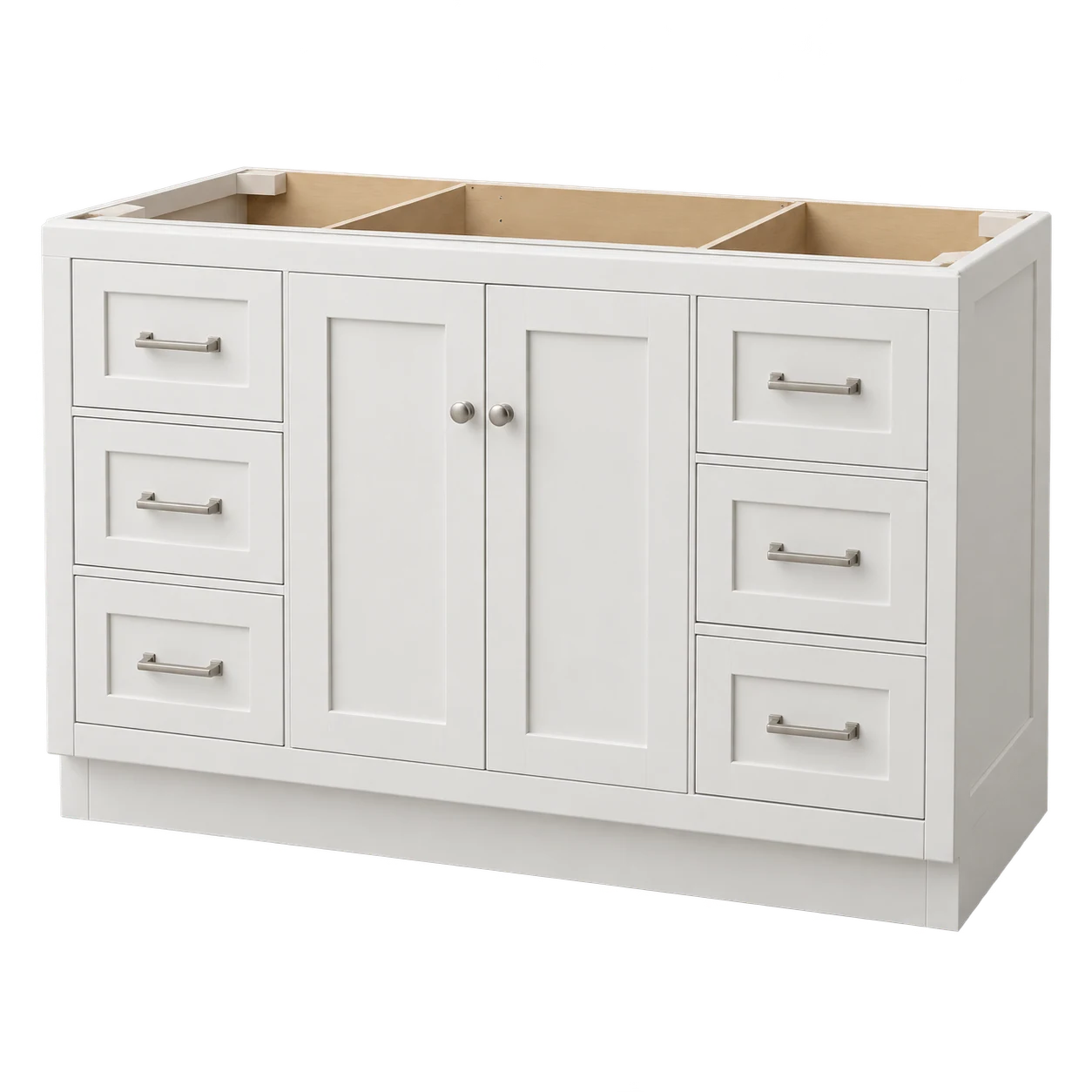 White Shaker bathroom vanity cabinet configuration