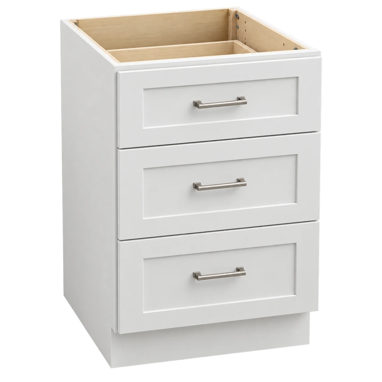 White Shaker bathroom vanity drawer configuration