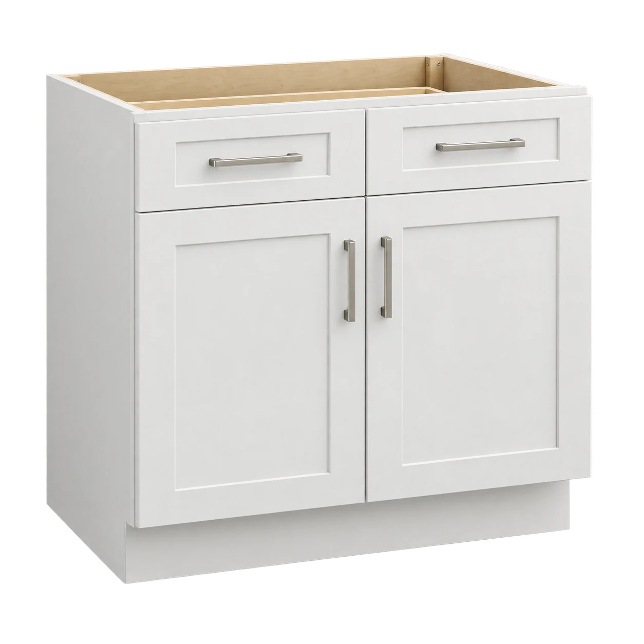White Shaker sink base cabinet configuration