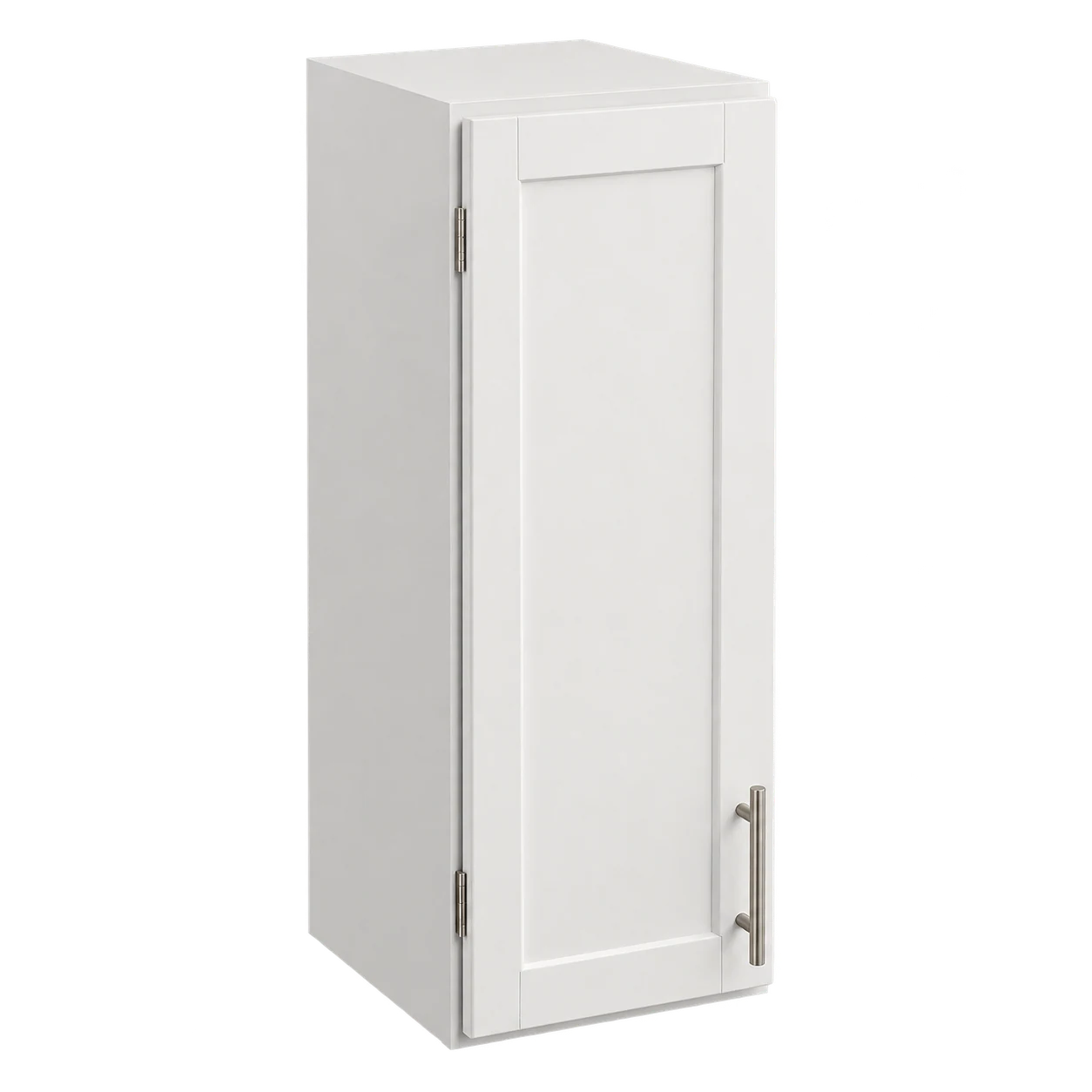 Narrow White Shaker wall cabinet configuration